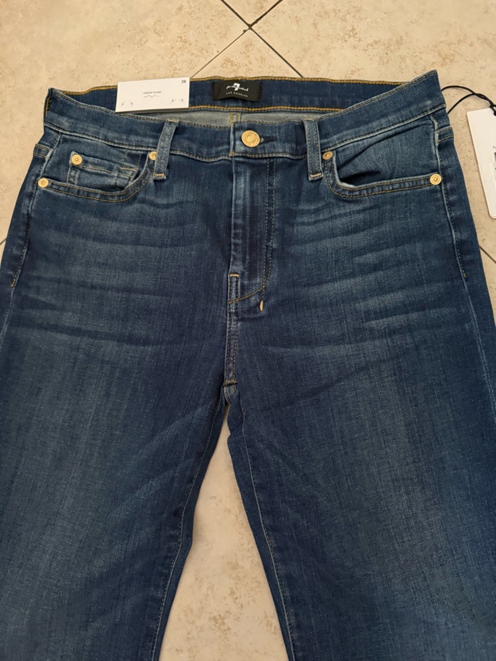 7 For All Mankind Dark Indigo Jeans with Gold Hardware